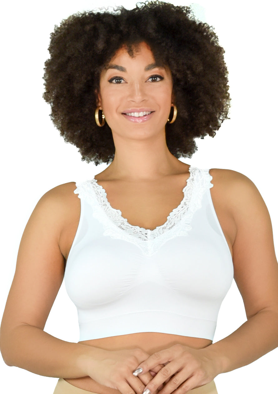 Just My Size Pure Comfort Wirefree Bra with Lace Trim & Back Close