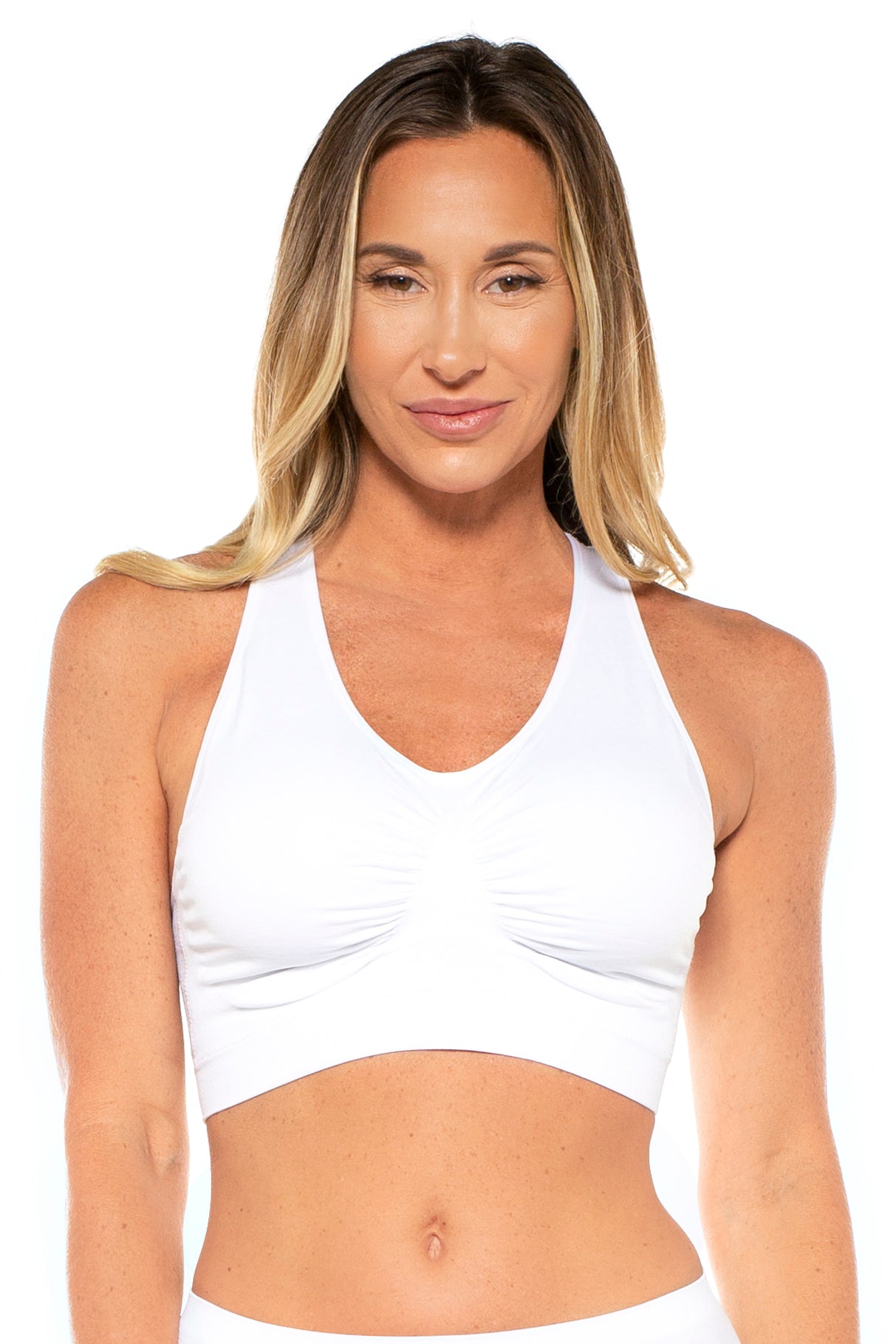 Ahh Seamless Leisure Bra with Removable Pads White 2X