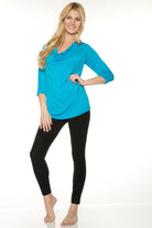 Cowl Neck 3/4 Sleeve Top_Rhonda_Shear_6