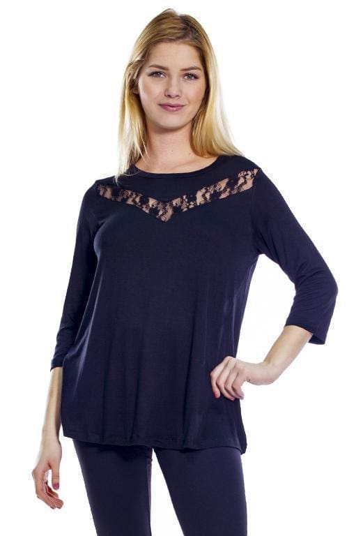 Lace Inset Top, Women's Clothing